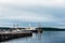 Oslo, Norway, July 27, 2013: port, Oslo`s port area with vintage sailboats on a cloudy day