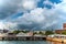 Oslo, Norway, July 27, 2013: port, Oslo`s port area with vintage sailboats on a cloudy day. Editorial