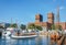 Oslo town hall from the sea, Oslo, Norway