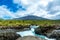 Osorno volcano view from Petrohue waterfall, Los Lagos landscape, Chile, South America