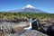 Osorno Volcano view from Petrohue Waterfalls viewpoint