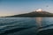 Osorno vulcano at sunset in Llanquihue lake