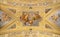 OSSUCCIO, ITALY - MAY 8, 2015: The baroque fresco of angels with the mariological inscriptions in church Sacro Monte della Beata