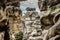 Ostas Nature Reserve and table mountain,Broumov region,Czech republic.View of rocks,caves,bizarre sandstone formations.Small