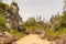 Ostas Nature Reserve and table mountain,Broumov region,Czech republic.View of rocks,caves,bizarre sandstone formations.Small