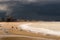 Ostend Beach in Belgium at a stormy summer day