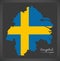 Ostergotland map of Sweden with Swedish national flag illustration