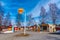 OSTERSUND, SWEDEN, APRIL 18, 2019: Historical petrol station at the Jamtli open-air museum in Ostersund, Sweden