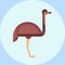 Ostrich flat design nature animal africa neck wild african beak and fauna natural standing safari zoo big feather bird