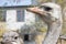 Ostrich portrait close up. Curious emu on farm. Proud ostrich face. Funny hairy emu closeup. Wildlife concept. Birds concept.