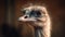 Ostrich portrait Close up of flightless bird beak and feather generated by AI