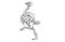 Ostrich Running with American Football Cartoon