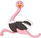 Ostrich Running Fast Cartoon Color Illustration