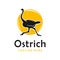 Ostrich silhouette logo design template