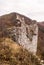 Ostry kamen castle ruins with Zaruby hill in Male Karpaty mountains in Slovakia