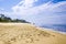 Ostsee Beach with fog and small people in background