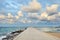 Ostuni port, Apulia, mediterranean sea, Italy - pier, sea, clouds and sky