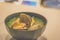 Osui-mono Asari miso jiru soup with wakame and clams in a black bowl