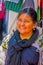 OTAVALO, ECUADOR, NOVEMBER 06, 2018: Portrait of indigenous woman wearing andean traditional clothing and necklace
