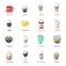 And other varieties of coffee.Different kinds of coffee set collection icons in cartoon style vector symbol stock