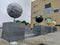 Other Worlds globes outside Te Papa museum in Central Wellington