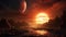 Otherworldly Dawn: Extraterrestrial Sunrise Over Uncharted Alien Landscape