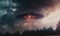 Otherworldly encounter, UFO hovers motionless, an alien plate in the sky