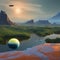 An otherworldly landscape of alien planets, with strange creatures and exotic landscapes1, Generative AI