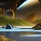 An otherworldly landscape of alien planets, with strange creatures and exotic landscapes2, Generative AI