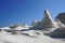 Otherworldly rock formations and landscape at Sarakiniko beach in Milos, Greece