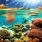 An otherworldly underwater scene with floating jellyfish, vibrant coral reefs, and enchanting bioluminescent creatures1, Generat