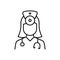 Otolaryngologist Doctor Line Icon. Otolaryngology Medic Staff with Stethoscope, Mirror Linear Pictogram. Ear, Nose