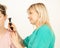 Otolaryngologist examines patient using otoscope. Modern medical equipment. Otolaryngologist. Medical examination. The latest