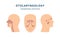 Otolaryngology - ear, nose and throat health icon set with human head in profile and front view
