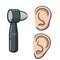 Otoscope. Disease of the ear. Medical care. Hearing problem.