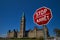 Ottawa, Ontario, Canada September 18, 2018: Closeup of a red and white, bilingual English and French stop sign against