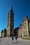 Ottawa, Ontario, Canada September 18, 2018: vertical frame, tourists heading to the central block and towers of the