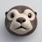 Otter 3D sticker  Emoji icon illustration, funny little animals, otter on a white background