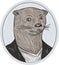 Otter Head Blazer Shirt Oval Drawing