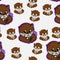 Otter lament, feel sorry for some moment, funny animals confused pet cute, beaver sad seamless pattern, expression cartoon