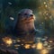 Otter in the magic lake
