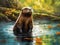 Otter\\\'s Delight: A Playful Encounter in Nature\\\'s Water Haven