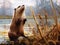 Otter\\\'s Waterside Harmony: A Serene Encounter Along the Mossy River