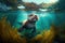otter swimming underwater, exploring hidden world
