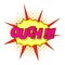 Ouch, comic text icon, pop art style