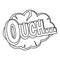 Ouch, comic text speech bubble icon, outline style