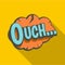 Ouch, speech bubble icon, flat style