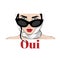 Oui. Vector hand drawn illustration of  girl in shawl and glasses .