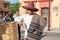 Oung man carrying a basket