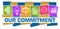 Our Commitment Business Symbols Colorful Horizontal Boxes